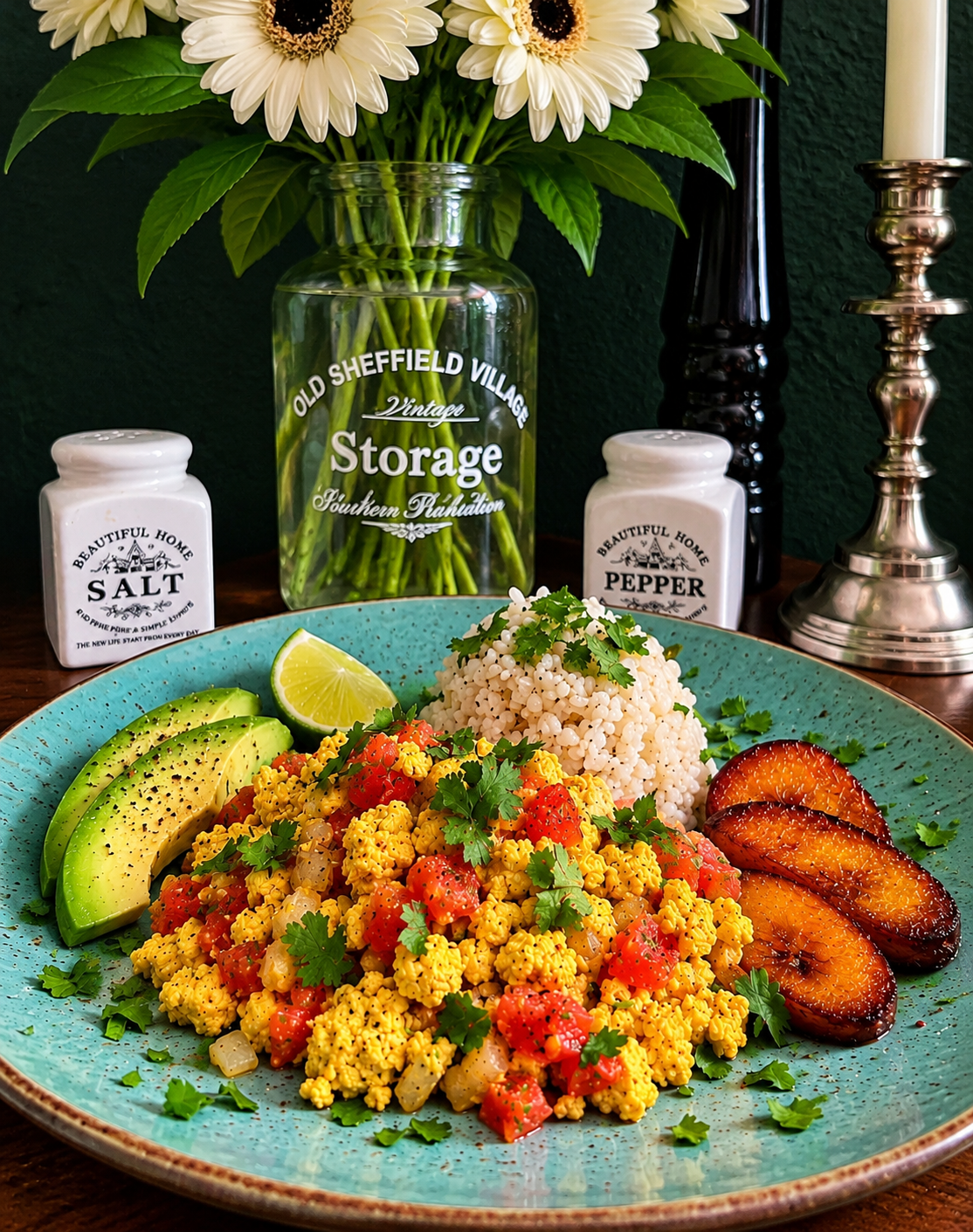 Discover a Colombian breakfast classic with a delicious plant-based twist! These Vegan Huevos Pericos combine creamy tofu, juicy tomatoes, spring onions, nutritional yeast and a touch of Kala Namak for a wonderfully savory, egg-like breakfast. Unlike traditional scrambled eggs, my version is gently baked in the oven and served with creamy avocado, fresh lime, rice and golden fried plantain. A colorful, satisfying vegan egg alternative that brings a little Colombian breakfast magic to your plate.